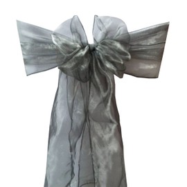 Organza Chair Sashes Wider Fuller Cover Party Decoration (Silver, 10Pcs)