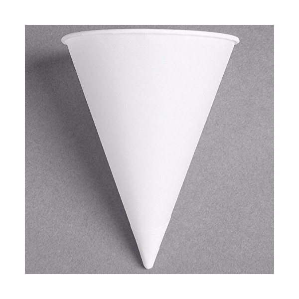 Dart Solo 8RB-2050 Bare Eco-Forward 8 oz. White Rolled Rim Paper Cone Cup with Poly Bag Packaging - 250/Pack