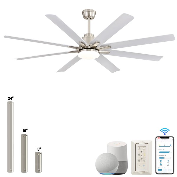 Sofucor 66 Inch Ceiling Fans with Lights Remote Control Dimmable