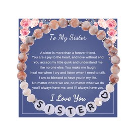 Sisters Gifts Bracelet from Sister Brother Birthday Christmas Gift for Sister Beaded Bracelets for Women Gifts for Sisters Sister in Law Unbiological Sister Beads Bracelet