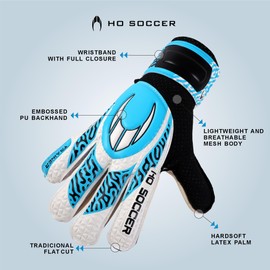 HO Soccer Trainer Arena Blue Goalkeeper Gloves, Unisex Kids, Blue/Black, 2