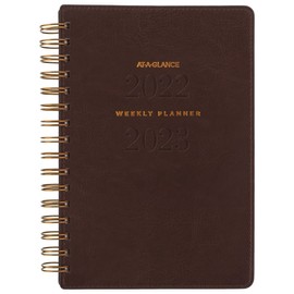 AT-A-GLANCE Signature Small Brown Leatherette Weekly/Monthly Planner, July 2022 - July 2023, 8 1/2 X 6 Inches, English Only (YP200A-09-23)