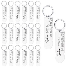 Hestya Pack of 20 Acrylic Shopping Trolley Token Keyrings "Schön, dass du da bist" - Ideal as a Guest Gift for Weddings, Christenings, Christmas, Birthdays, Confirm