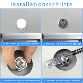 Letterbox Lock 20 mm, Lock Letterbox, Cabinet Lock with Key with 2 Keys 4 Different Lock Plates, Furniture Lock, Locker Lock, Letter Box Lock