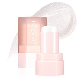 Prreal Shiny Jelly Highlighter Stick, Shimmering Highlight, Body Glitter Stick for Lips Cheeks Eyes, Long-Lasting Highlighter Pen Makeup, 02Moonlight