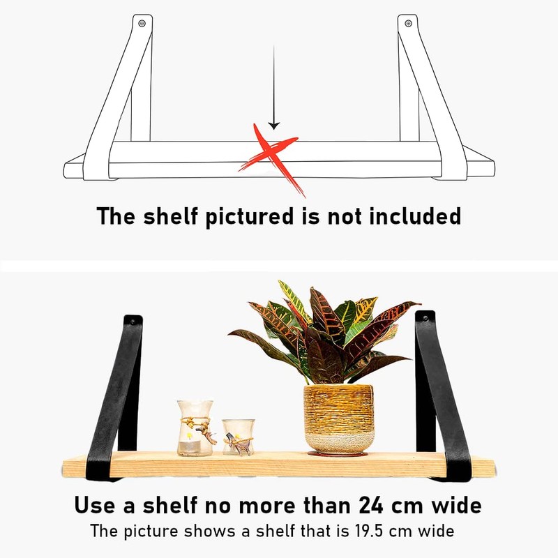 Brute Strength - PU Leather Shelf Brackets - Black -