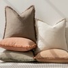 Foindtower Set of 2 Decorative Linen Fringe Throw Pillow Covers