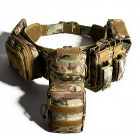 YAKEDA 5 in 1 Tactical Battle Belts for Law Enforcement Modular Heavy Equipment Police Duty Utility Belt with Pouches (CP)