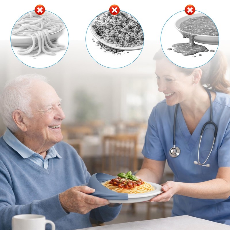Plate Guard, Silicone Plate Guards for Eating, Dining Aids (Blue)