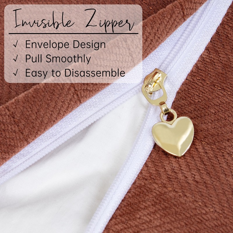 ZWJD Rust Pillow Covers 24x24 Set of 2 Chenille Pillow
