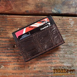 Yoder Leather Company Brown Alligator Amish Handmade Magnetic Money Clip Wallet - Gator Cash Holder