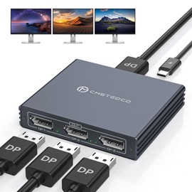 VEDINDUST DisplayPort Splitter for 3 Monitors 4K60Hz DisplayPort to Triple DP Splitter 1 in 3 Out Supports SST and MST Extended Display Only for Windows