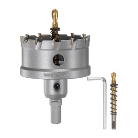 sourcing map Carbide Hole Saw Kit 62mm (2-7/16") Metal Hole Cutter Set with 2pcs Center Drill Bits Springs 1pcs Wrench for Stainless Steel Copper Iron Aluminum