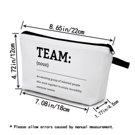 YULUENZE Inspirational Presents Team Definition Makeup Bag Positive Quote Toiletry Pouch with Zipper Birthday Present for Women Teammates Coworkers Employees Friends