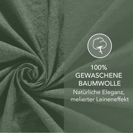 Dreamzie Cushion Cover 80 x 80 cm Set of 2 - 100% Washed Cotton, Green, Oeko-Tex Certified Cushion Covers, Linen Look and Breathable Cushion Cover, Pillowcase with Zip