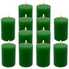 2"x3" Green Pillar Candles, Hand-Poured Candles Set of 12, Emergency