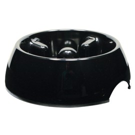 Dogit Dog Bowl Slow Feeder for Wet or Dry Dog Food, Go Slow Anti-Gulping Dog Dish, Black, L