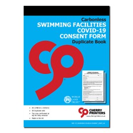 Cherry Carbonless NCR Swimming Facilities Covid-19 Consent Form Duplicate Book A5 50 Sets (10 Books)