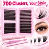 700PCS DIY Eyelash Extension Kit – D-Curl Lash Clusters with