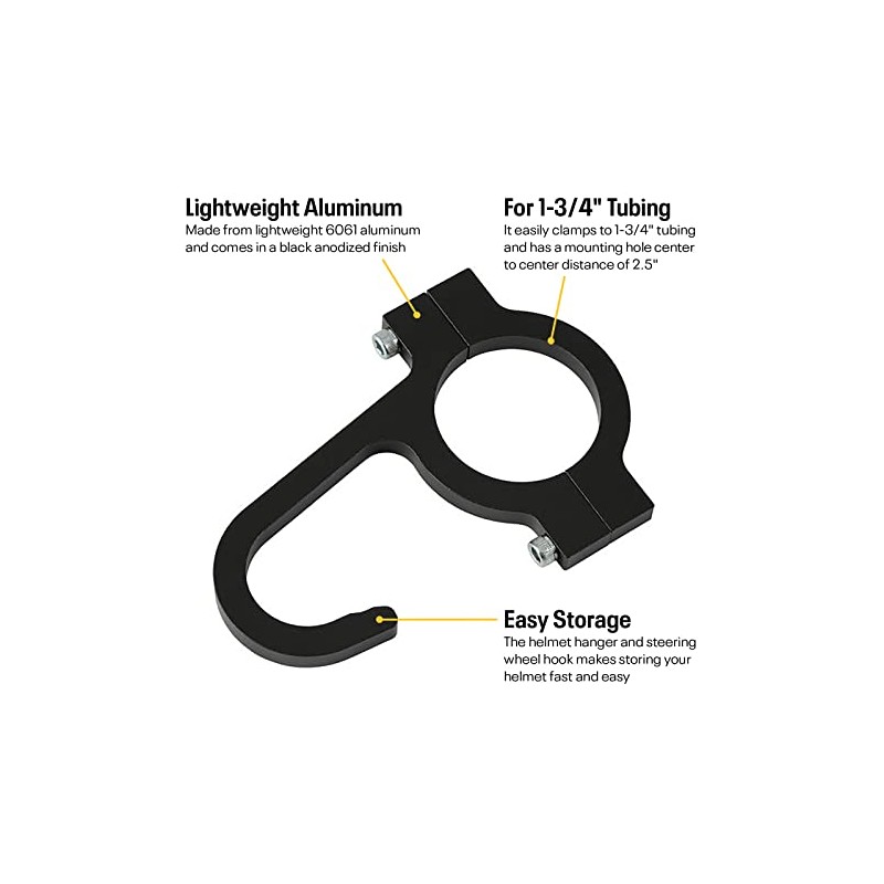 Helmet and Steering Wheel Hooks, Black - 2 Pack