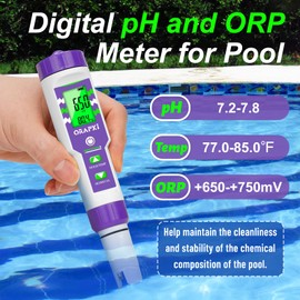 ORAPXI Pool pH Meter and Salinity Tester 6 in 1 Salinity pH ORP TDS EC and Temp Tester pH and Salt Meter Saltwater Pool Test Kit for Swimming Pool Hot Tubs and Spas