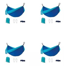 Bluelander Mayoreo 4 Hamacas Camping Portátil Azul + Kit De Instalación