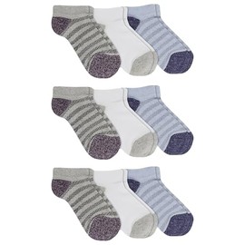 Sperry Women's Even Stripe Mesh Low Cut Socks 9 Pair Pack, Light Gray Marl Assorted, Women's Shoe Size 4-10