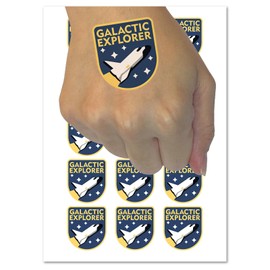 Galactic Explorer Space Ship Shuttle Stars Temporary Tattoo Water Resistant Fake Body Art Set Collection - 54 1" Tattoos (1 Sheet)