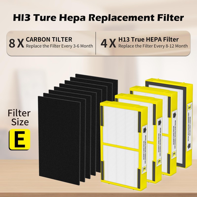 VALZONE 4 Pack FLT4100 HEPA Replacement Filter Size E Compatible