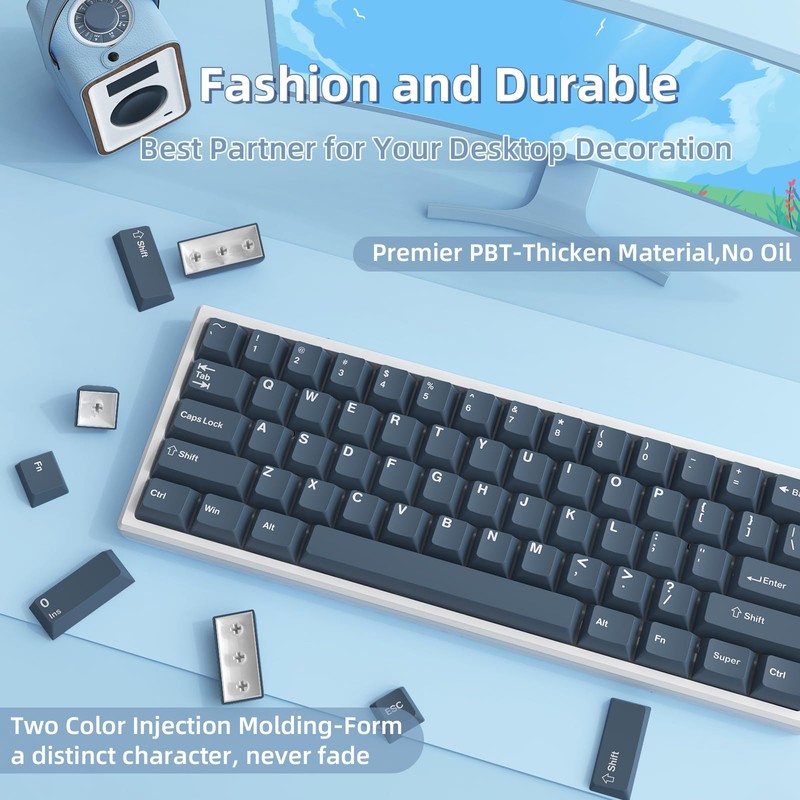 PBT Keycaps Cherry Profile Double-Shot Full Keycap Set for ANSI
