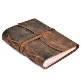 LEATHER VILLAGE Vintage Leather Journal 6"X4" | Brown | 260 Pages Lined Paper | Perfect for Office, Travel, & Personal Use | Premium College Ruled Notebook for Men & Women