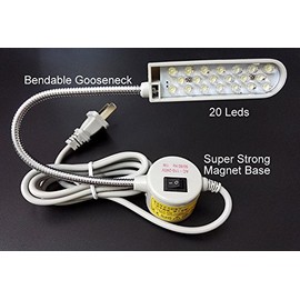 LED Sewing Machine Light 20 LED Magnetic Mount Drill Press Light with Flexible Gooseneck Portable Lighting for Sewing Machine, Drill Presses, Desk, Music Stand, Craft, Workbenches, Lamps
