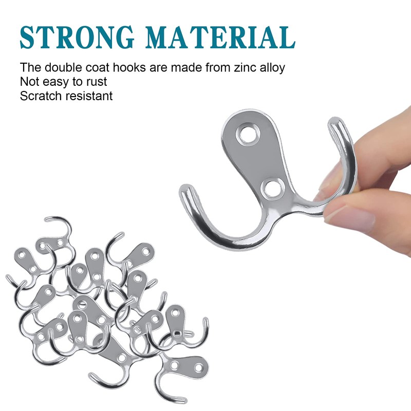Bolatus Pack of 12 Coat Hooks, Double Wall Hooks, Retro