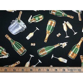 "Handmade" Wine Glass Valance Champagne Chilled Bottle Gold Sparkle Silver Black Curtain