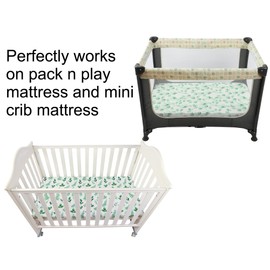 Onacosht Pack n Play Sheets 2 Pack for Baby Unisex, Stretchy Jersey Knitted Portable Mini Crib Sheets Playard Mattress Cover for Baby Boys and Girls, Watercolor Green Botanical Leaf