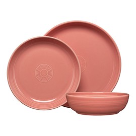 Fiesta® 3-Piece Coupe Place Setting – Durable Ceramic, Lead-Free, Dishwasher/Microwave/Oven Safe – Made in USA Dinnerware - Peony
