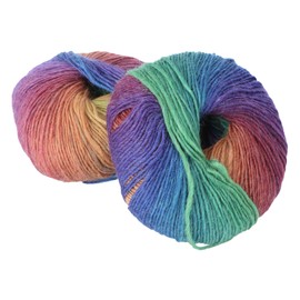 OHPHCALL 1set Rainbow Wool Yarn of Colorful Knitting Yarn for Sewing Crafting Durable Multi Colored Soft Easy Knitting Hats Socks More 2roll