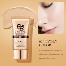 Korean BB Cream with SPF 50, 9 in 1 BB Cream Sunscreen SPF 50 Korean Waterproof Sweatproof, Foundation Full Coverage Tinted Moisturizer, Facial Concealer for Oily Skin, Dry Skin (02#Lvory Colour)