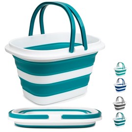 Large Collapsible Mop Bucket, 16L(4.2 Gallon) Plastic Bucket for House Cleaning, Car Washing, Silicone Cleaning Supplier Organizer, Portable Basket with Handle for Laundry Storage, RV Camping, Fishing