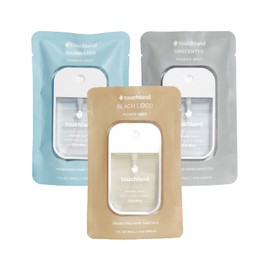 Touchland Hydrating Hand Sanitizer Spray, DYE FREE Trio Set (Rainwater, Unscented, Beach Coco), 1 FL. OZ. Travel Size Power Mist Sprays (Set of 3)