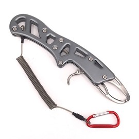 Fish Grip Stainless Steel Trigger Type Fishing Pliers Hanging Tool Hook Removal Fish Catcher (Grey)