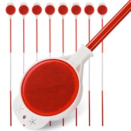 Reflective Driveway Markers, 48" High Driveway Reflectors for Driveway Entrance with Double Sided Reflex, Red and White Alternating Thickened Stainless Steel Snow Stakes with Easy Visibility(8 Pack)