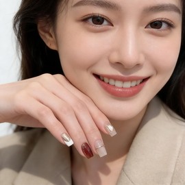 Domiya BY1198 Nail Tips, 24 Pieces, Short, Summer Popular, Japanese Style, Cute, Simple, Stylish, Coming-of-Age Ceremony, Entrance Ceremony, Graduation Ceremony, Wedding, Party, Bridal Nails, Can be