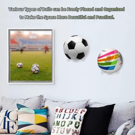 BiJun Basketball Holder Wall Mount Acrylic Football Display Rack Invisible Clear Ball Holder Shelf, for Soccer, Basketball, Volleyball, Rugby, Football (4 Pack Upgradation)