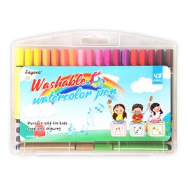 Washable Marker Coloring Pens Set,SAYEEC 48 Assorted Colors Drawing Pen Thick Point Art Marker Set Water Color with Storage for Adult Coloring Books Manga Comic Calligraphy Sketching