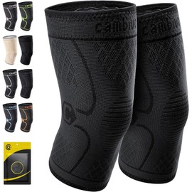 CAMBIVO Knee Support Men/Women 2 Pack, Knee Brace Compression Knee Sleeves for Running, Gym, Weight Lifting, Hiking, Walking, Sports, Volleyball, Squats
