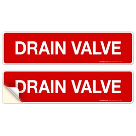 Drain Valve Sign, Fire Safety Sign, (2 Pack) 3x12 Inches, 4 Mil Vinyl Decal Stickers UV Protected, Made in USA