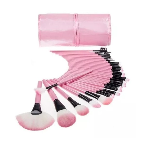 Mist Jewel Brochas De Maquillaje Kit 24 Pcs Para Maquillaje Profesional Color Rosa