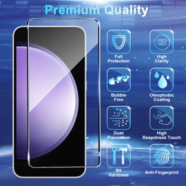 CWQZGUF Screen Protector Compatible with Galaxy S23 FE 5G, [4+4 Pack] Camera Lens Protectors, Fingerprint Unlock Support, HD Tempered Glass, Touch Sensitive, Anti Scratch