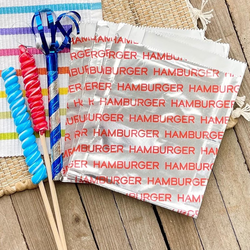 Bits N Things Large Foil Hamburger Printed Bag 6" x